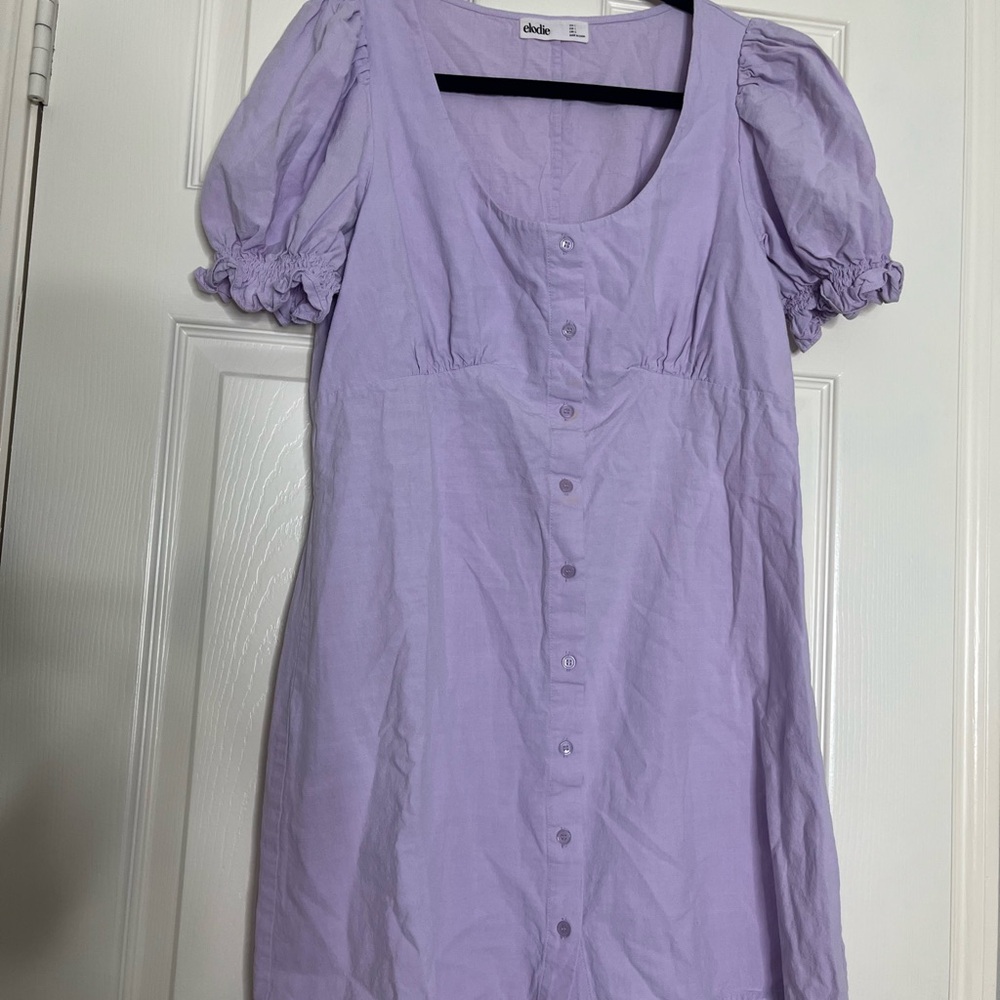 Elodie Lavender Button-Down Mini Dress